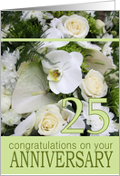 25th Wedding Anniversary White Mixed Bouquet card