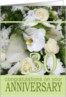30th Wedding Anniversary White Mixed Bouquet card