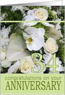 34th Wedding Anniversary White Mixed Bouquet card
