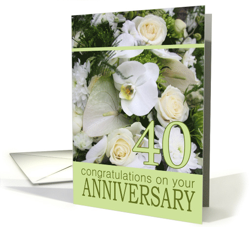 40th Wedding Anniversary White Mixed Bouquet card (743080)