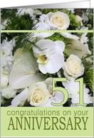 51st Wedding Anniversary White Mixed Bouquet card