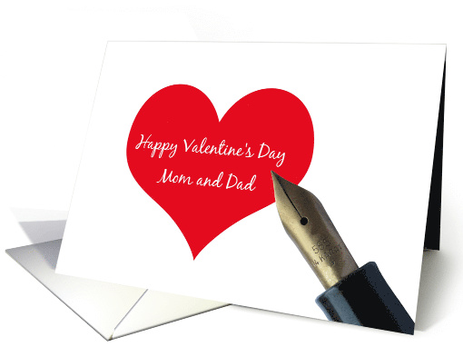 Mom and Dad Valentines Day Red Heart Message card (744368)