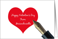 Massachusetts Valentines Day Red Heart Message card