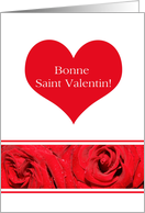 French Red Heart Rose Valentines Day Bonne Saint Valentin card