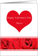 Niece Red Heart Rose Valentines Day card