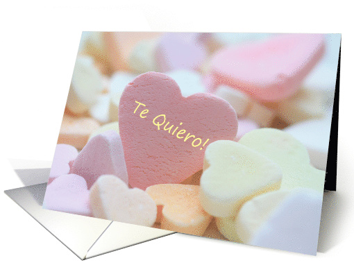 Spanish Te Quiero pink candy heart card (750433)