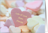 Florida Lots of Love Pink Candy Hearts card