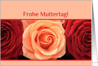 german happy mother’s day card - red and orange roses card