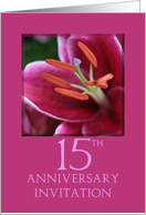 15th Wedding Anniversary Invitation Card - Pink Lily card