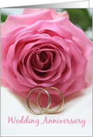 Wedding Anniversary Invitation Card - pink rose and ring card