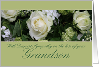 grandson White rose Sympathy card