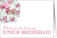 Junior Bridesmaid Thank you - Pink and White roses card