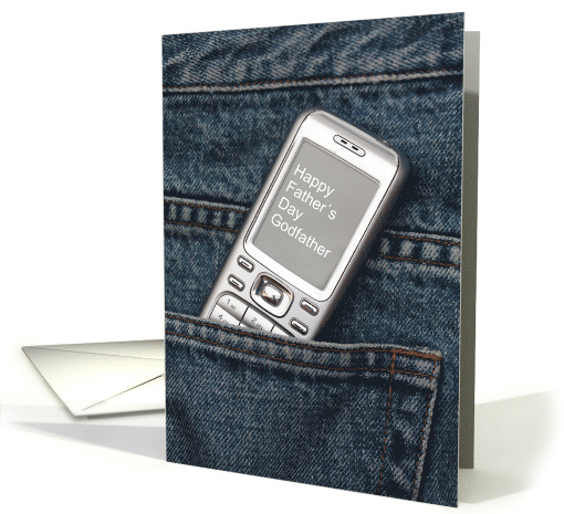 Godfather Happy Father's Day Cellphone in Bleu Jeans card (800188)