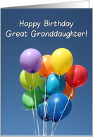 Birthday for Great Granddaughter Colored Balloons in Blue Sky card