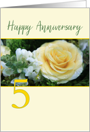 5th Wedding Anniversary Big Yellow Rose card