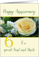 Aunt & Uncle 6th Wedding Anniversary Big Yellow Rose card