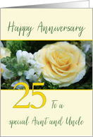 Aunt & Uncle 25th Wedding Anniversary Big Yellow Rose card