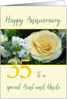 Aunt & Uncle 35th Wedding Anniversary Big Yellow Rose card