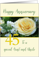 Aunt & Uncle 45th Wedding Anniversary Yellow Rose card