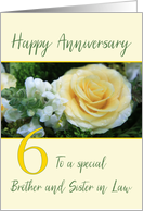 Brother and Sister in Law 6th Wedding Anniversary Yellow Rose card