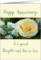 Daughter and Son in Law Wedding Anniversary Yellow Rose card