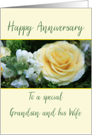 Grandson and Wife Wedding Anniversary Yellow Rose card