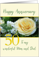 Mom and Dad 50th Wedding Anniversary Yellow Rose card