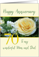 Mom and Dad 70th Wedding Anniversary Yellow Rose card