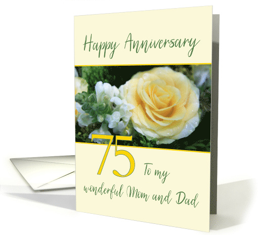 Mom and Dad 75th Wedding Anniversary Yellow Rose card (845328)