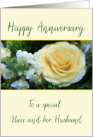 Niece and Husband Wedding Anniversary Yellow Rose card