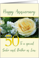 Sister and Brother in Law 50th Wedding Anniversary Yellow Rose card