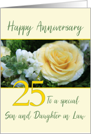 Son and Daughter in Law 25th Wedding Anniversary Yellow Rose card