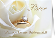 Sister Be my Bridesmaid Bridal Set in White Rose card