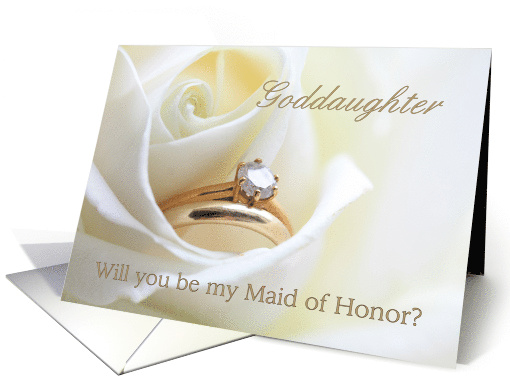Goddaughter Be My Maid of Honor Bridal Set in White Rose card (850378)