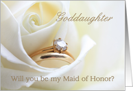 Goddaughter Be My Maid of Honor Bridal Set in White Rose card