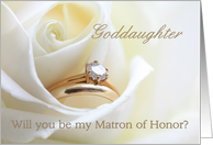 Goddaughter Be My Matron of Honor Bridal Set in White Rose card