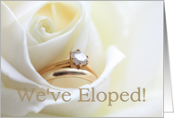 Elopement announcement - Bridal set in white rose card