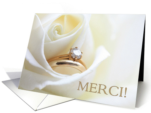 French Wedding Thank You Card - Bridal set in white rose card (850798)