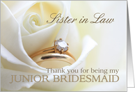 Sister in Law Thank you for being my Junior Bridesmaid - Bridal set in white rose card