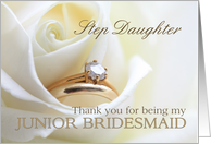 Step Daughter Thank you for being my Junior Bridesmaid - Bridal set in white rose card
