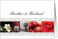 Brother & Husband Merry Christmas red, black & white Winter collage christmas card