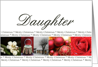 Daughter Merry Christmas red, black & white Winter collage christmas card