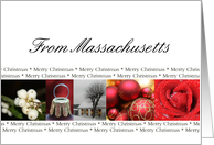 Massachusetts State specific card red, black & white Winter collage card