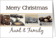 Aunt & Family Merry Christmas, sepia, black & white Winter collage card