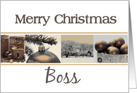 Boss Merry Christmas, sepia, black & white Winter collage card