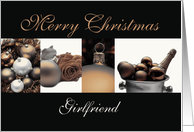 Girlfriend Merry Christmas, sepia, black & white Winter collage card