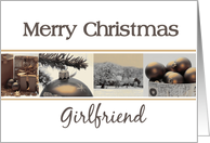 Girlfriend Merry Christmas, sepia, black & white Winter collage card