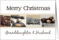 Granddaughter & Husband Merry Christmas, sepia, black & white Winter collage card