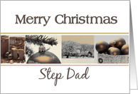 Step Dad Merry Christmas sepia black white Winter collage card