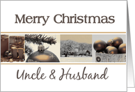 Uncle & Husband Merry Christmas, sepia Winter collage card